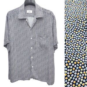 Brioni Button-Up Shirt Mens Large Multicolor Micro-Dot Rayon Made in Italy